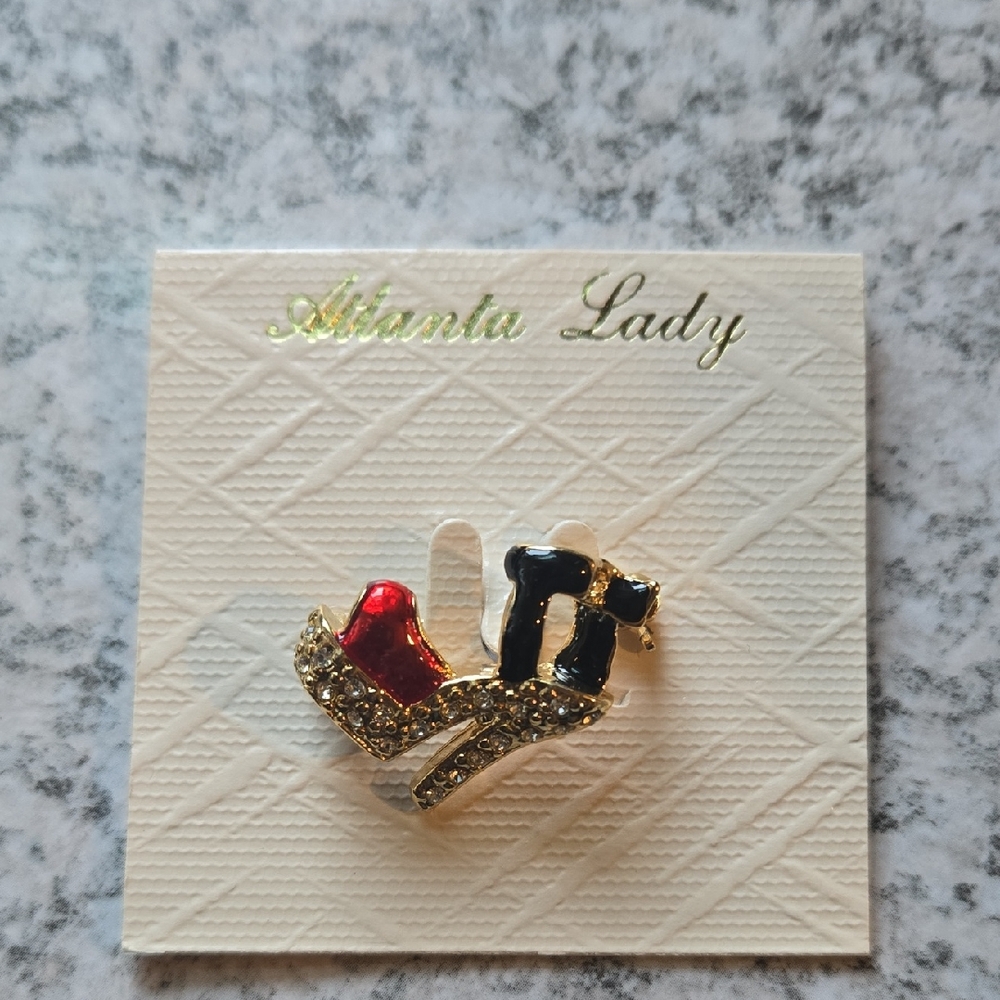 Red and Black Crystal Brooch